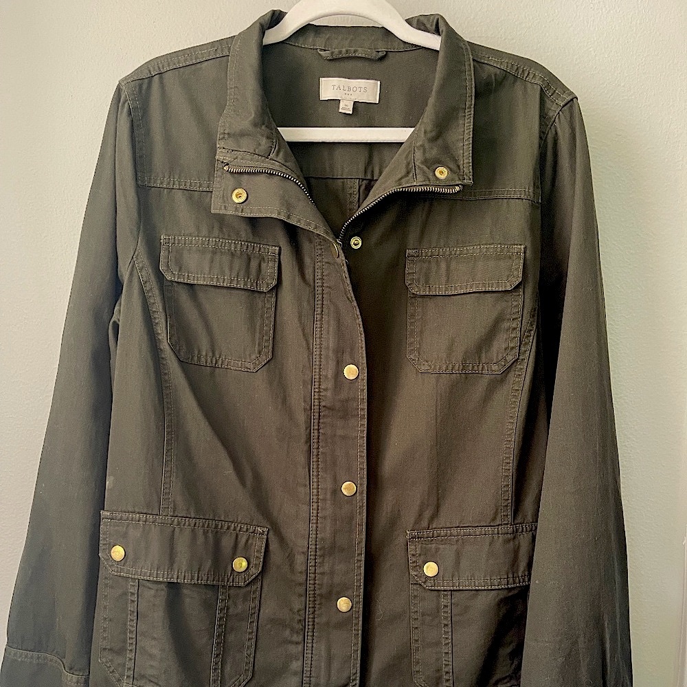 Talbots Olive Green with Gold Hardware Jacket Size 16